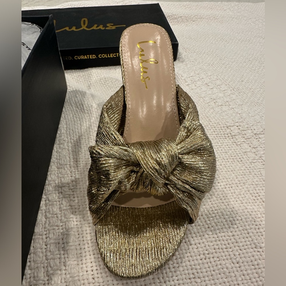Lulus Dorothea Gold Knotted High Heel Sandals